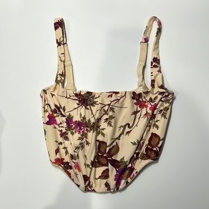 Floral Corset Crop Top, Size Small, Pacsun